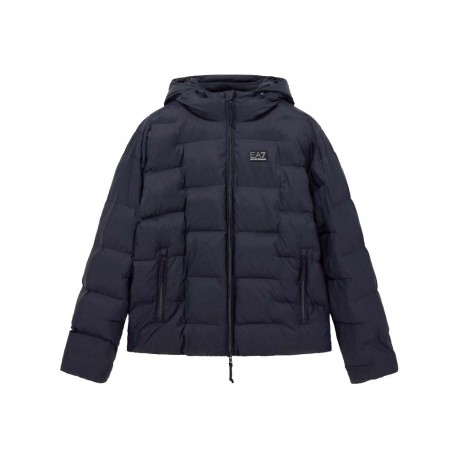 Ea7 Piumino Con Cappuccio Blu Uomo