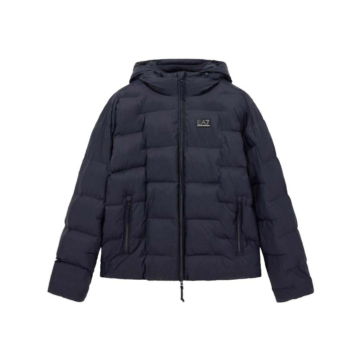 Ea7 Piumino Con Cappuccio Blu Uomo