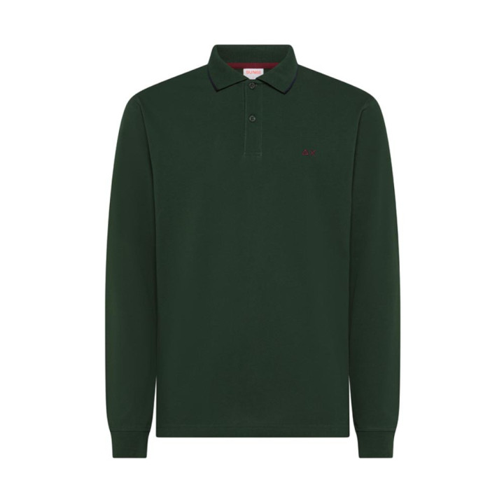 Sun 68 Polo Manica Lunga Bordino Verde Uomo