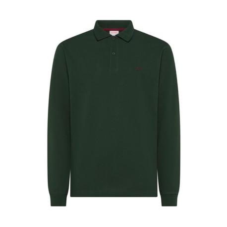 Sun 68 Polo Manica Lunga Bordino Verde Uomo