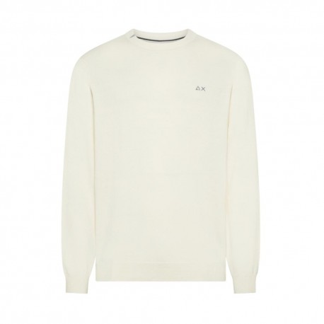 Sun 68 Maglia Maniche Lunghe Girocollo Bianco Uomo