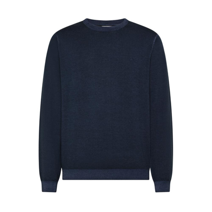 Sun 68 Maglia Maniche Lunghe Stone Wash Blu Uomo