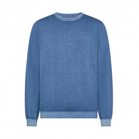 Sun 68 Maglia Maniche Lunghe Stone Wash Avio Uomo