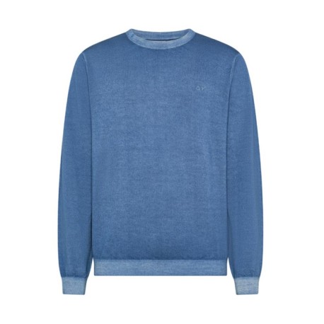 Sun 68 Maglia Maniche Lunghe Stone Wash Avio Uomo
