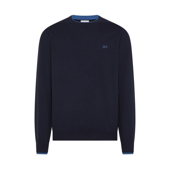 Sun 68 Maglia Maniche Lunghe Doppio Collo Blu Uomo