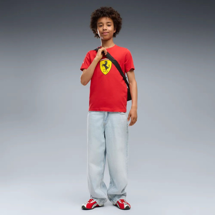 Puma T-Shirt Palestra Ferrari Colored Shield Rosso Corsa Bambino