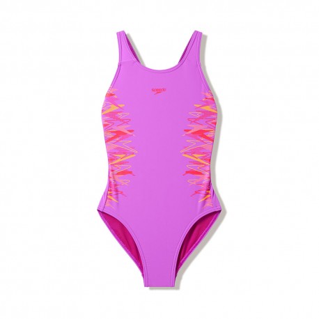 Speedo Costume Piscina Placement Fucsia Arancio Bambina