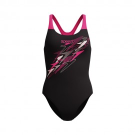 Speedo Costume Piscina Medley Nero Fucsia Donna