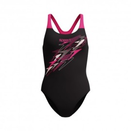 Speedo Costume Piscina Medley Nero Fucsia Donna