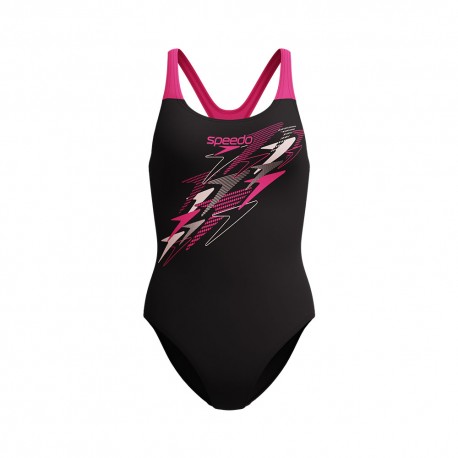 Speedo Costume Piscina Medley Nero Fucsia Donna