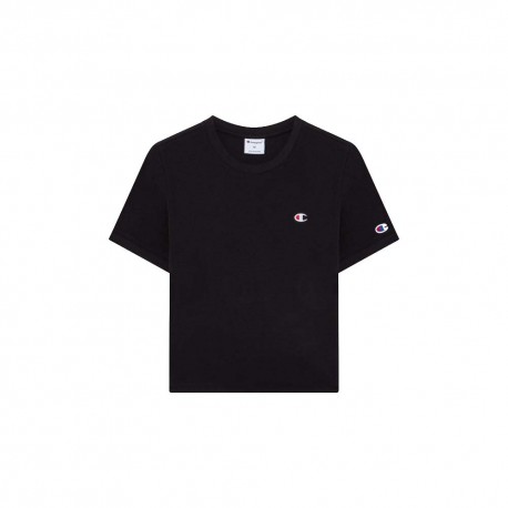 Champion Cropped T-Shirt Logo Nero Donna