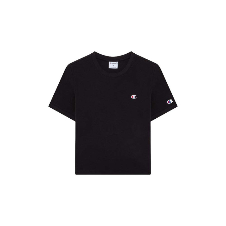 Champion Cropped T-Shirt Logo Nero Donna