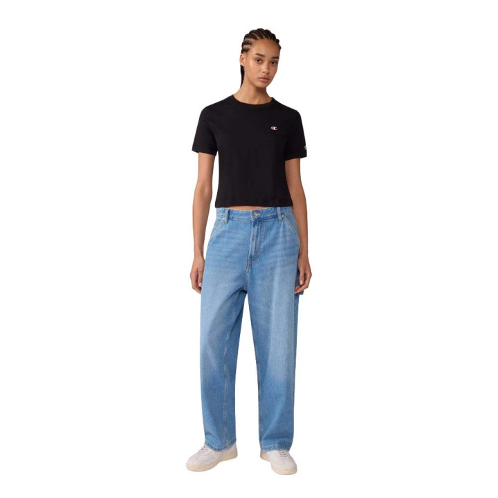 Champion Cropped T-Shirt Logo Nero Donna