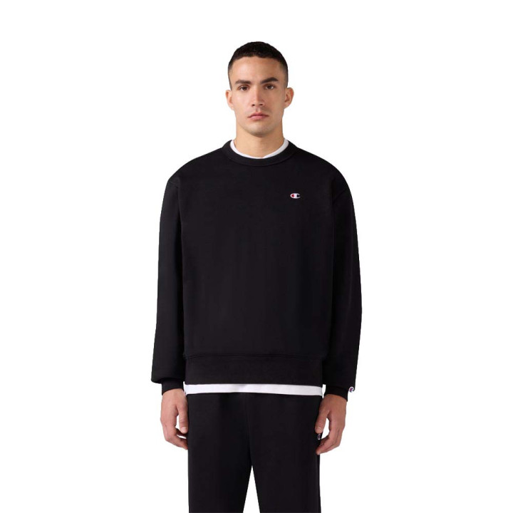 Champion Felpa Girocollo Logo Piccolo Nero Uomo