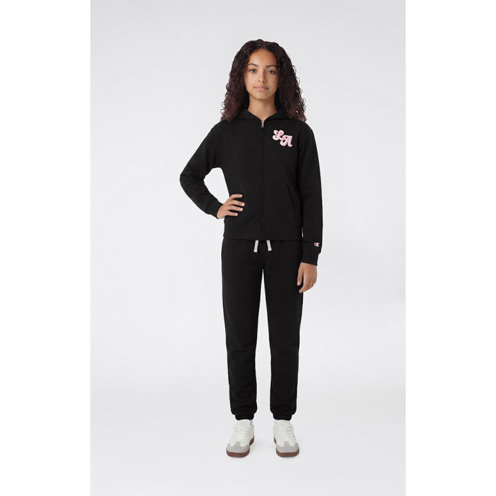 Champion Felpa Palestra Full Zip Con Cappuccio Nero Bambina