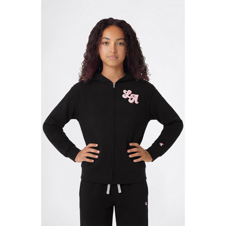 Champion Felpa Palestra Full Zip Con Cappuccio Nero Bambina