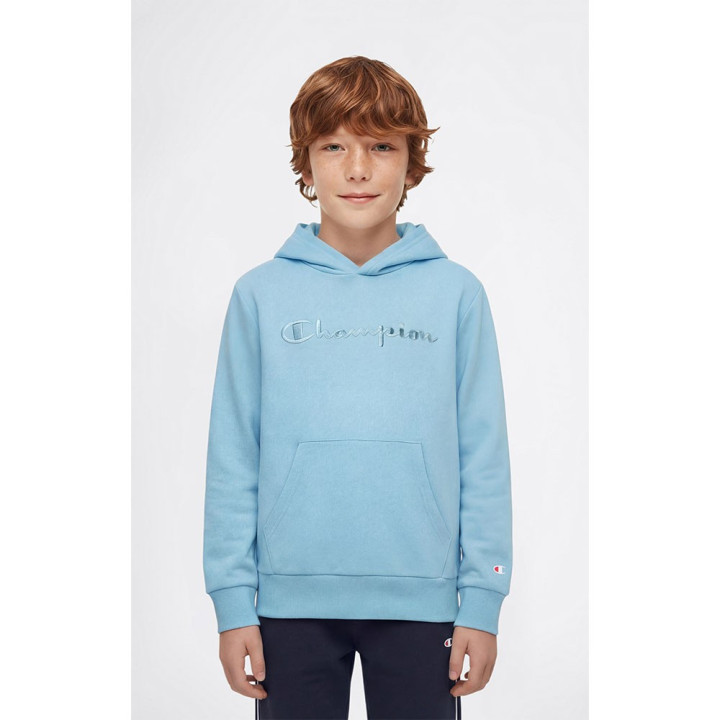 Champion Felpa Palestra Con Cappuccio Logo Tonale Blu Bambino
