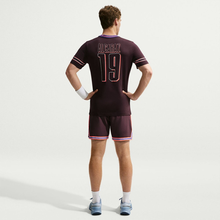 Nike T-Shirt Tennis Dri-Fit Cotton Alcaraz Burgundy Ash Uomo