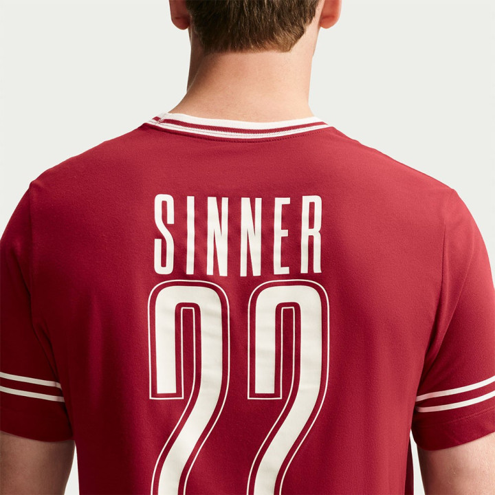 Nike T-Shirt Tennis Dri-Fit Cotton Sinner Team Red Uomo