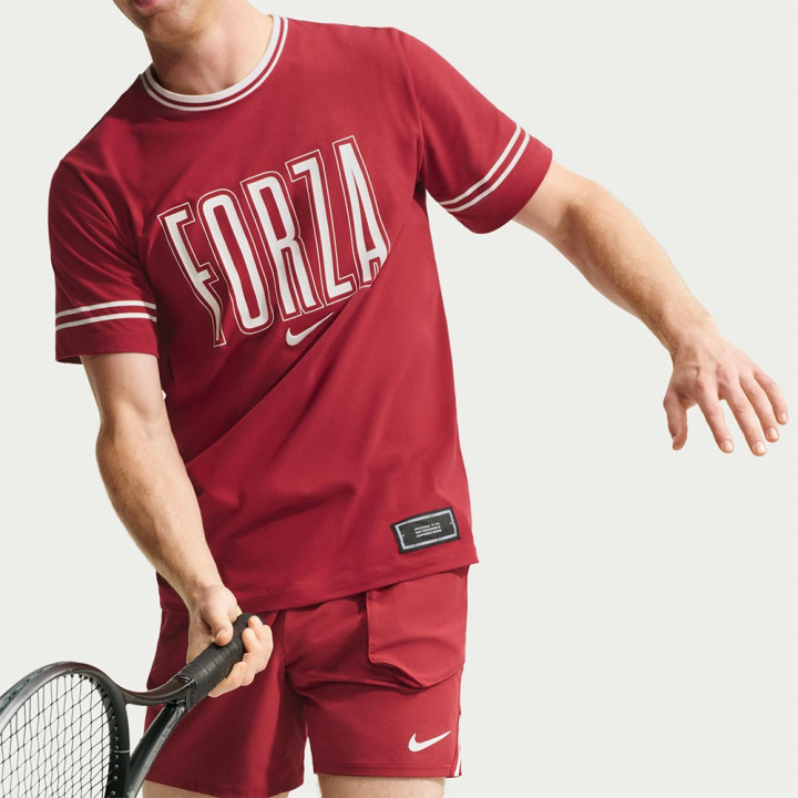 Nike T-Shirt Tennis Dri-Fit Cotton Sinner Team Red Uomo