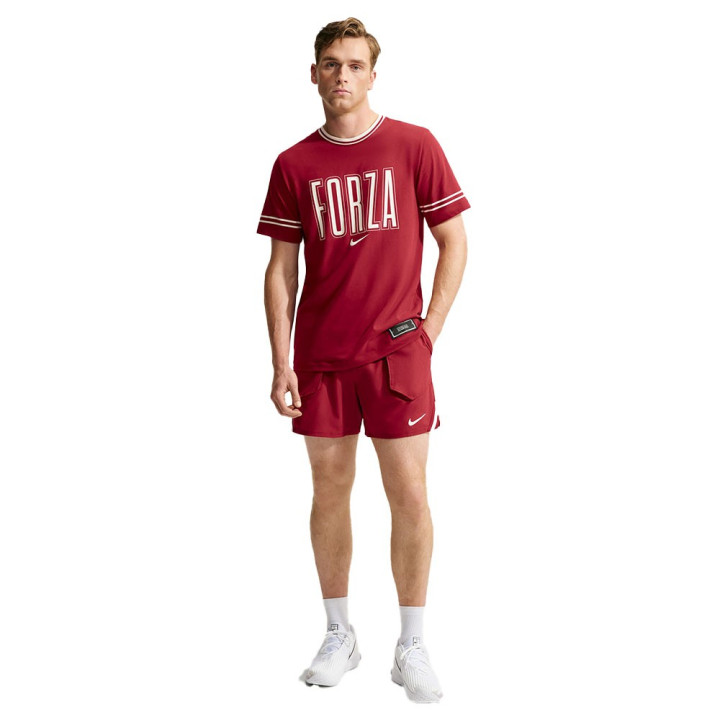 Nike T-Shirt Tennis Dri-Fit Cotton Sinner Team Red Uomo
