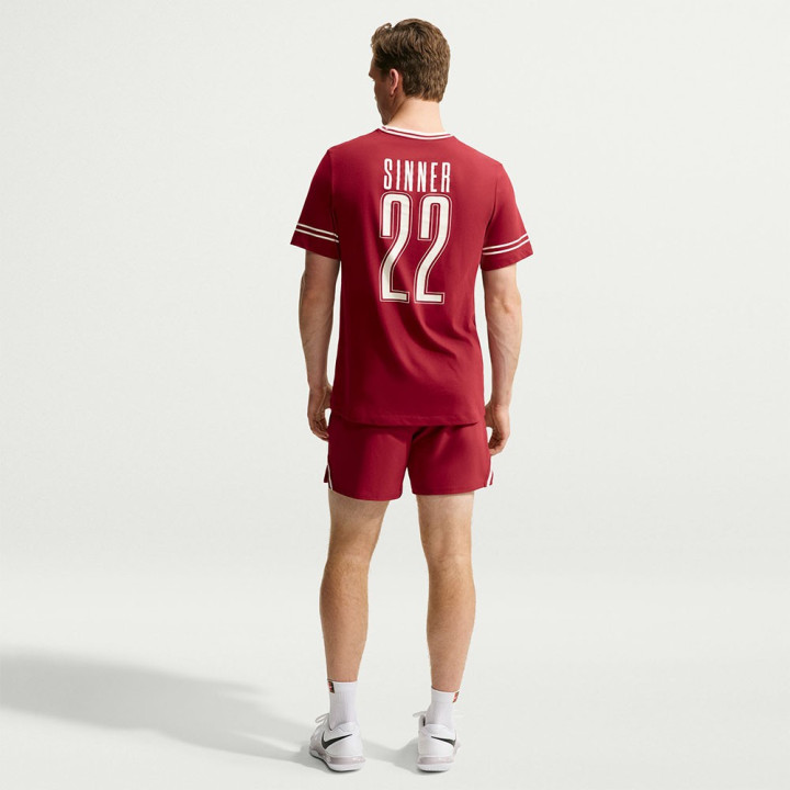 Nike T-Shirt Tennis Dri-Fit Cotton Sinner Team Red Uomo