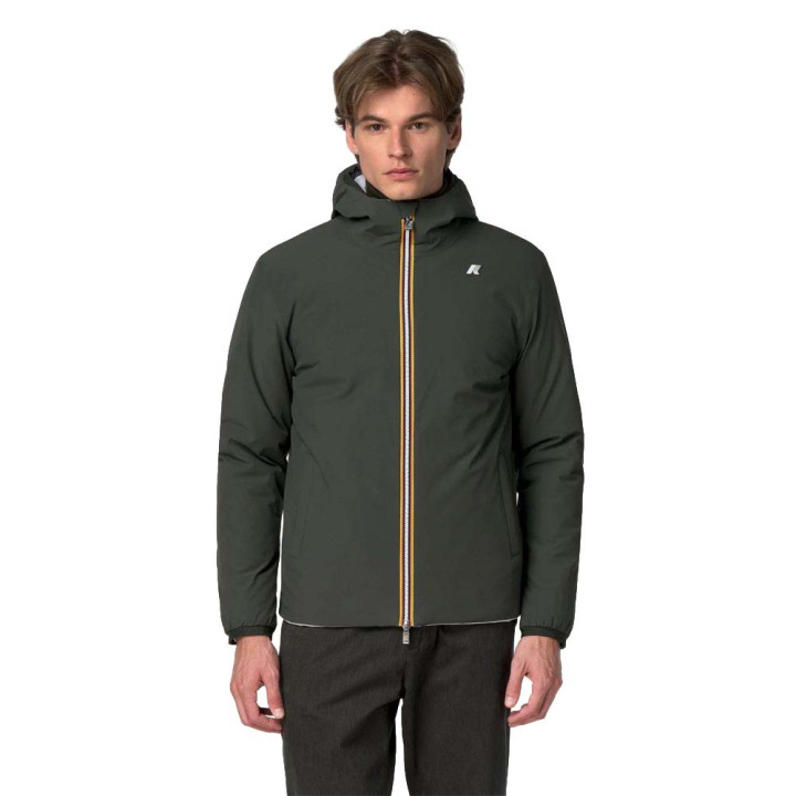 K-Way Giacca Con Cappuccio Stretch Warm Reversibile Verde Uomo