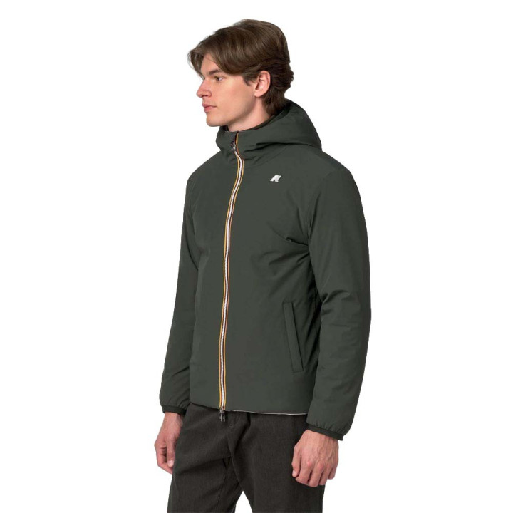 K-Way Giacca Con Cappuccio Stretch Warm Reversibile Verde Uomo