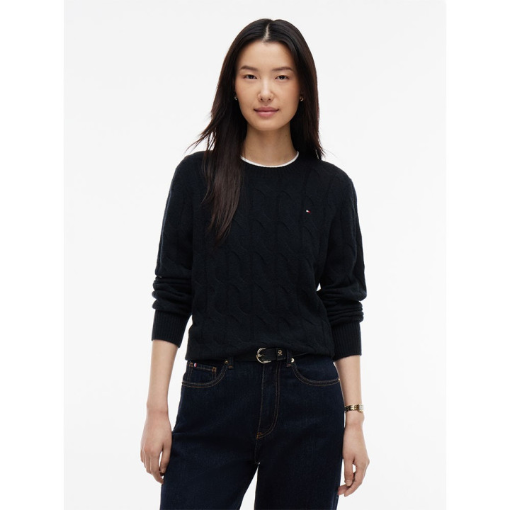 Tommy Hilfiger Soft Wool Cable 100% Lana Nero Donna