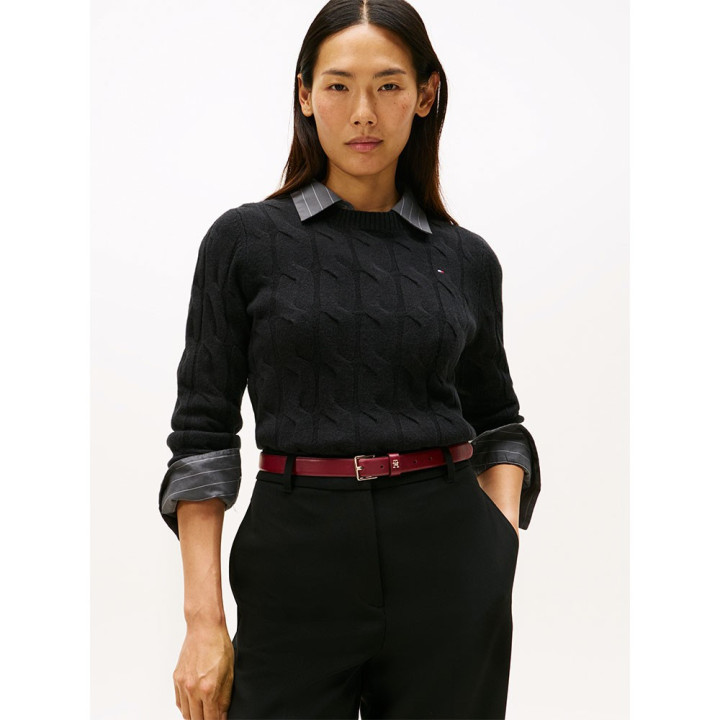 Tommy Hilfiger Soft Wool Cable 100% Lana Nero Donna