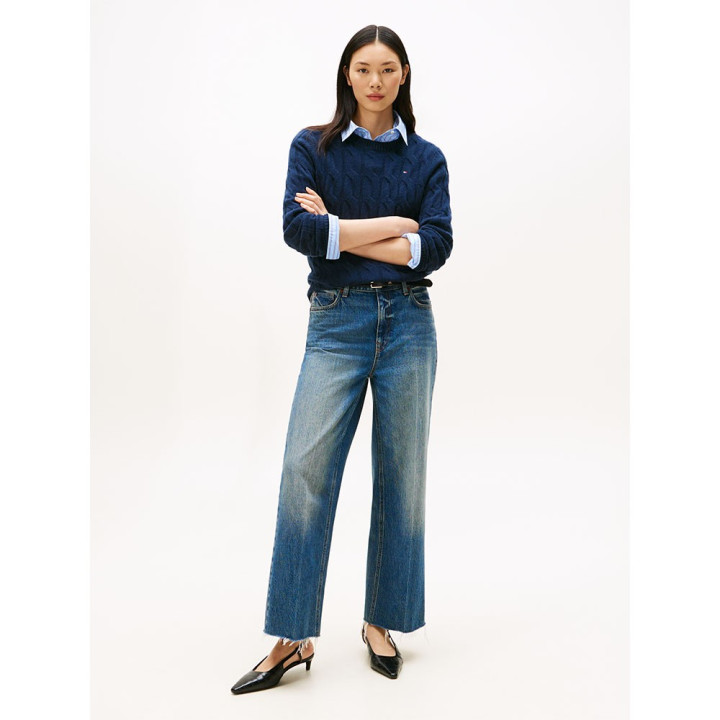 Tommy Hilfiger Soft Wool Cable 100% Lana Blu Donna