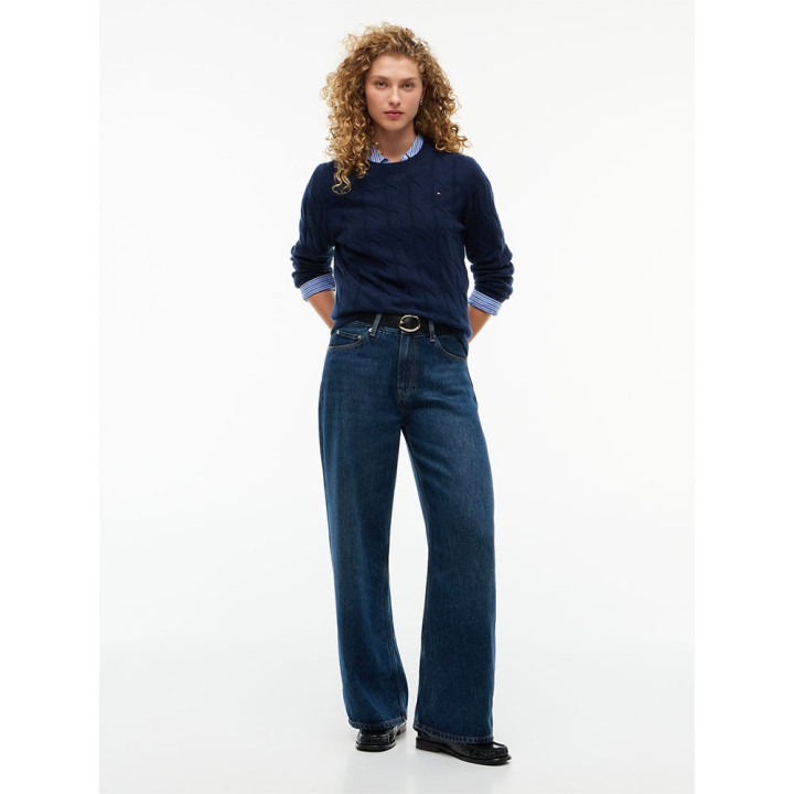 Tommy Hilfiger Soft Wool Cable 100% Lana Blu Donna