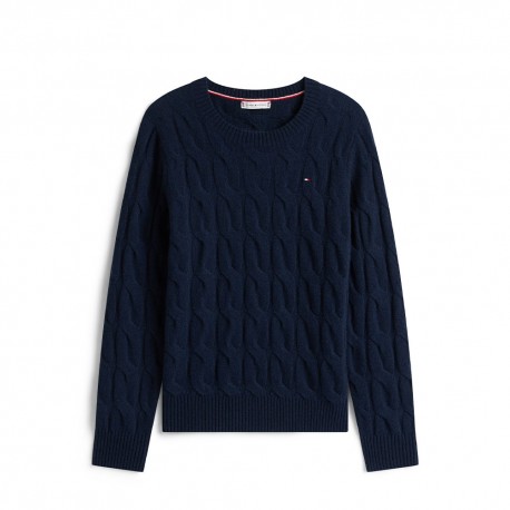 Tommy Hilfiger Soft Wool Cable 100% Lana Blu Donna