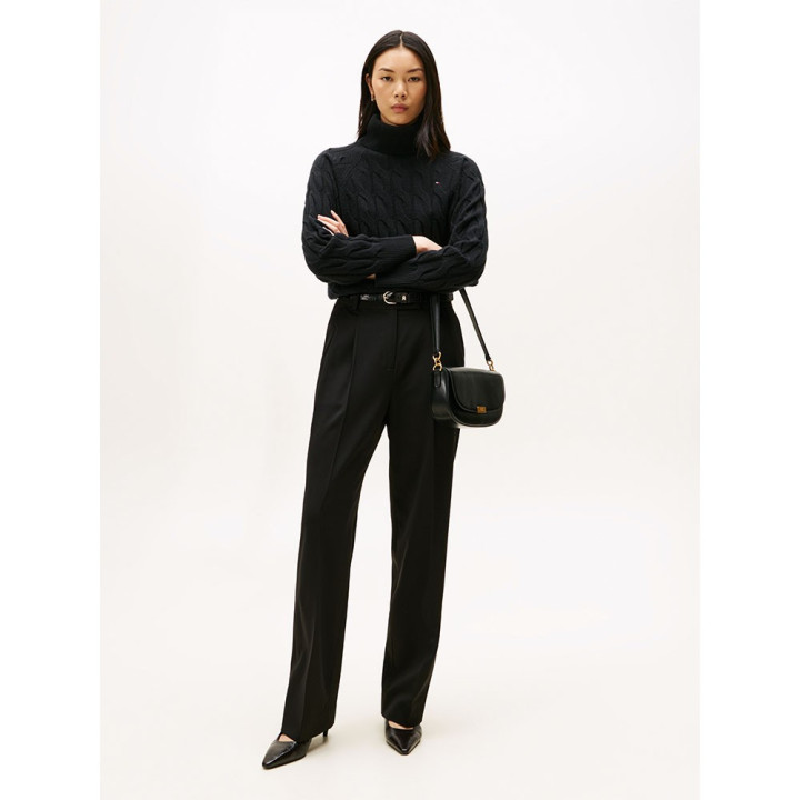 Tommy Hilfiger Soft Woll 100% Lana Dolcevita Nero Donna