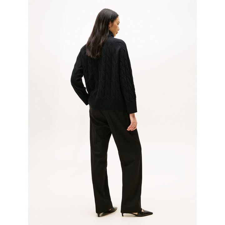 Tommy Hilfiger Soft Woll 100% Lana Dolcevita Nero Donna