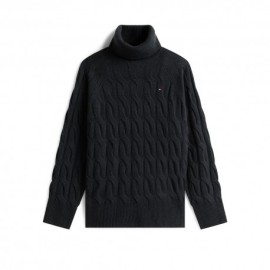 Tommy Hilfiger Soft Woll 100% Lana Dolcevita Nero Donna