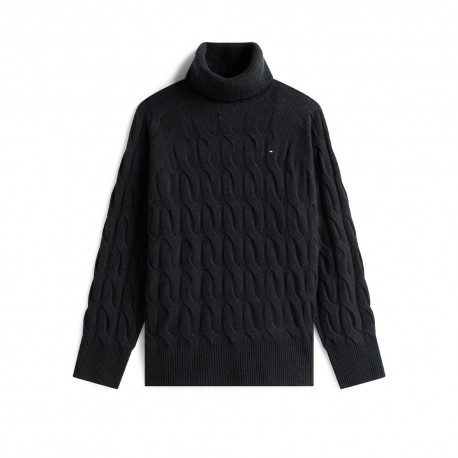 Tommy Hilfiger Soft Woll 100% Lana Dolcevita Nero Donna