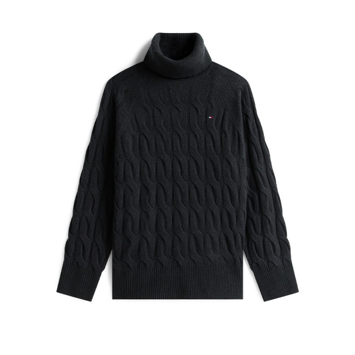 Tommy Hilfiger Soft Woll 100% Lana Dolcevita Nero Donna