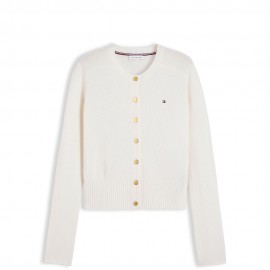 Tommy Hilfiger Cardigan Soft Wool 100% Lana Bianco Donna