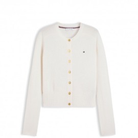 Tommy Hilfiger Cardigan Soft Wool 100% Lana Bianco Donna
