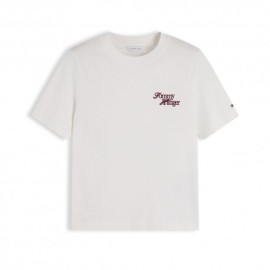 Tommy Hilfiger T-Shirt Script New Reg Bianco Donna