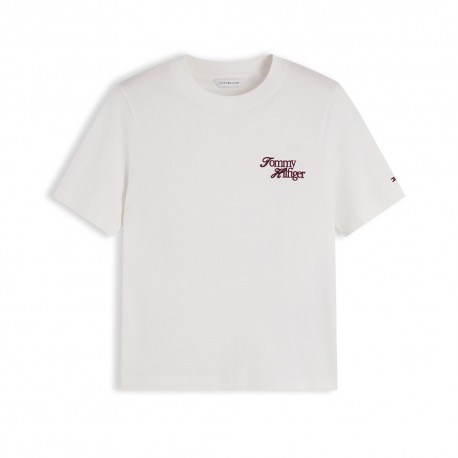 Tommy Hilfiger T-Shirt Script New Reg Bianco Donna