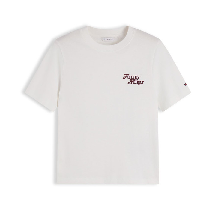 Tommy Hilfiger T-Shirt Script New Reg Bianco Donna