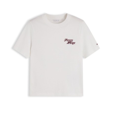 Tommy Hilfiger T-Shirt Script New Reg Bianco Donna