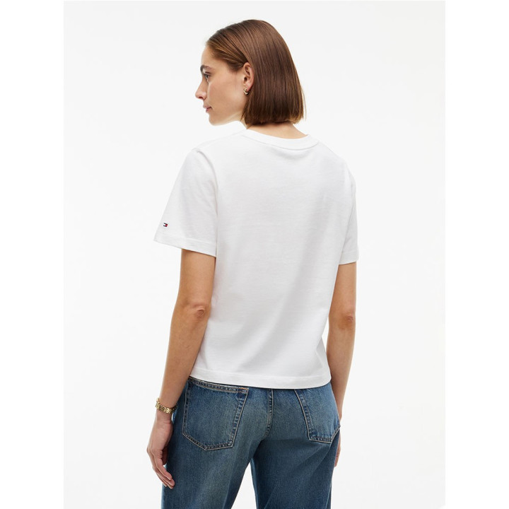 Tommy Hilfiger T-Shirt Script New Reg Bianco Donna