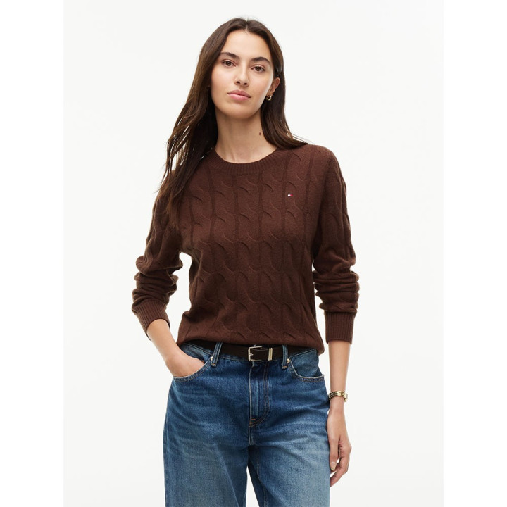 Tommy Hilfiger Soft Wool Cable 100% Lana Moro Donna