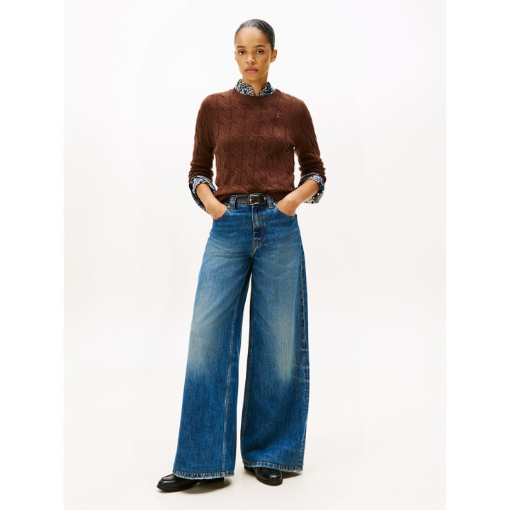 Tommy Hilfiger Soft Wool Cable 100% Lana Moro Donna