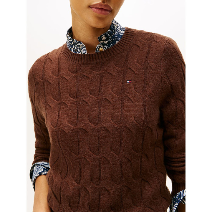 Tommy Hilfiger Soft Wool Cable 100% Lana Moro Donna