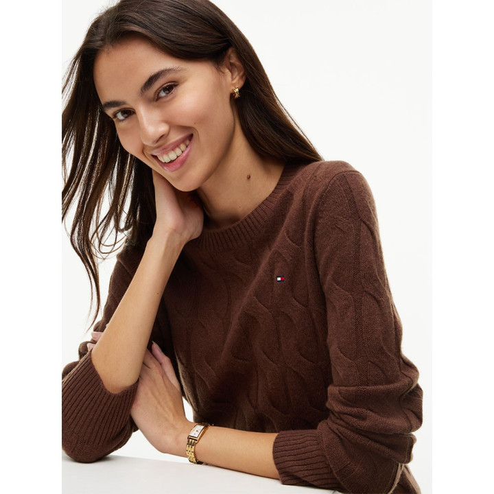Tommy Hilfiger Soft Wool Cable 100% Lana Moro Donna