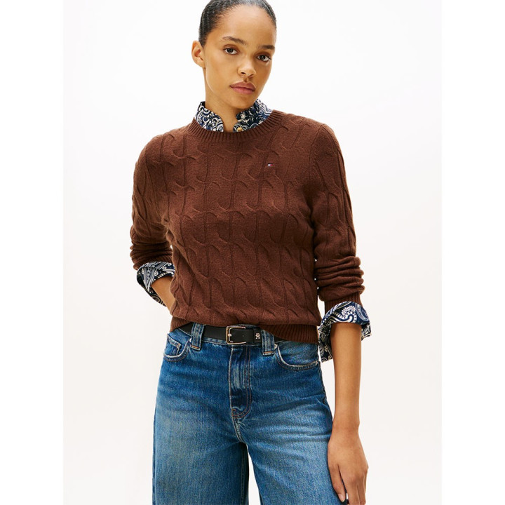 Tommy Hilfiger Soft Wool Cable 100% Lana Moro Donna